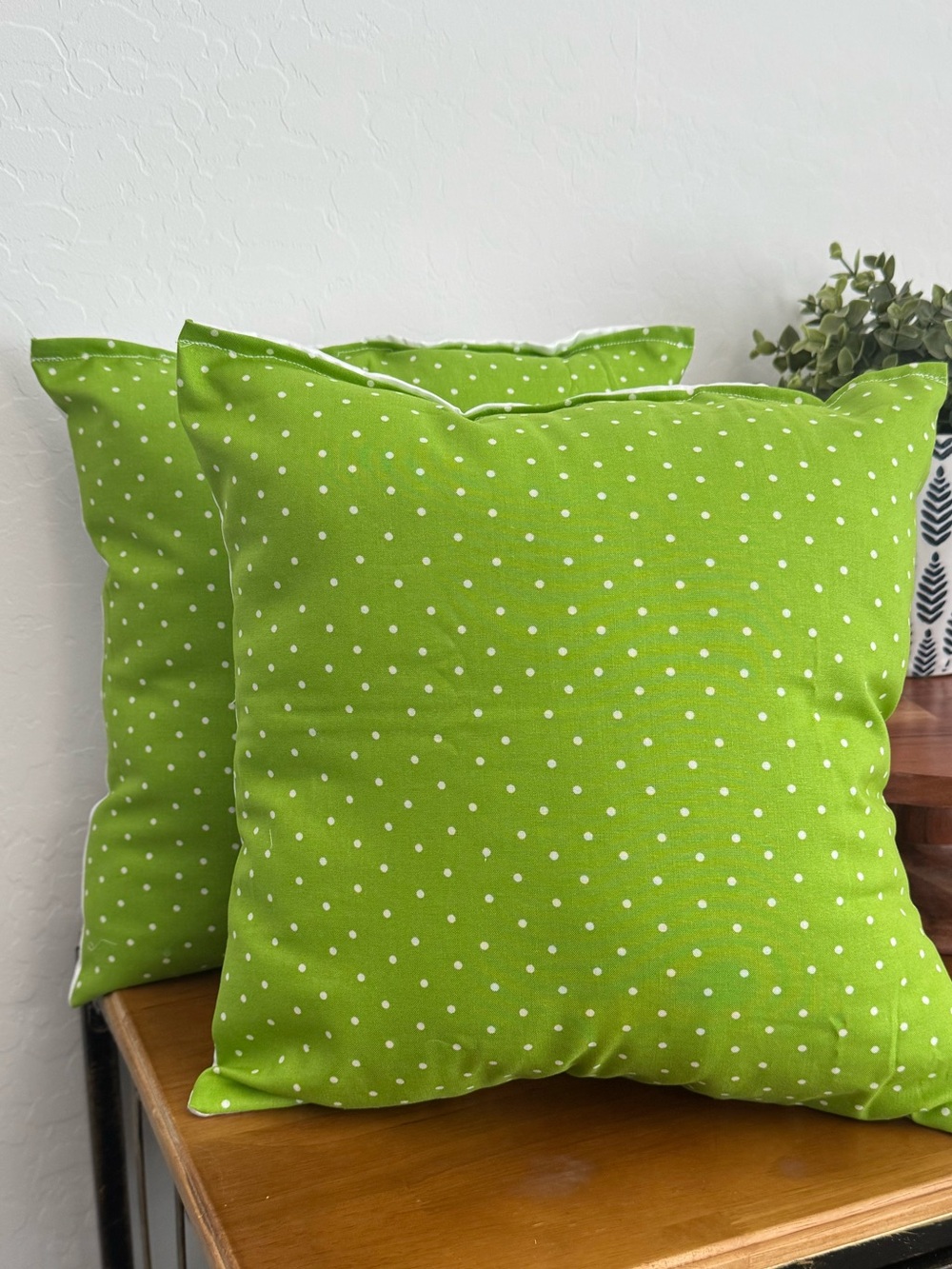 Green Polka Dot Purse Pillows-Set of 2 XtraLarge-Approx sizes 14X 13